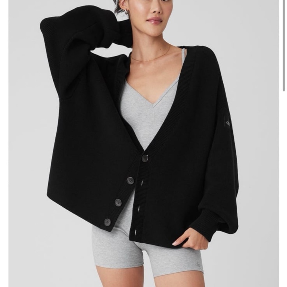 ALO Yoga Black Button-Up scholar Cardigan